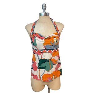 BCBGMAXAZRIA Floral Stretch Halter Top size small